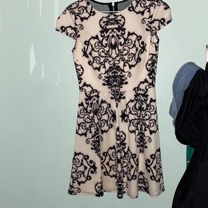 Black and Cream Pleated Dress